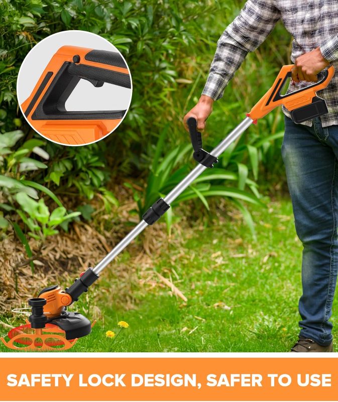 Photo 1 of Electric  Wacker Cordless, 21V Weed Eater Battery Powered with 2X 2.0 Ah Battery, 2 in 1 Lawn Edger, String Trimmer for Yard Garden Lawn Bush Trimming