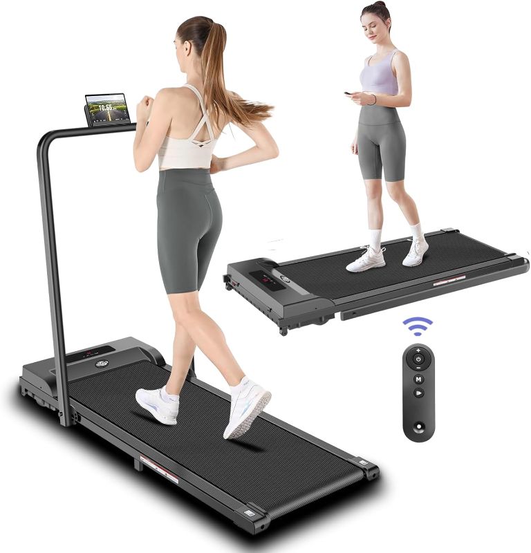 Photo 1 of 2 in 1 Walking Pad Treadmill, Foldable & Portable, 2.5HP, Black, Digital Display, 300lb Max Weight, Aluminum Frame