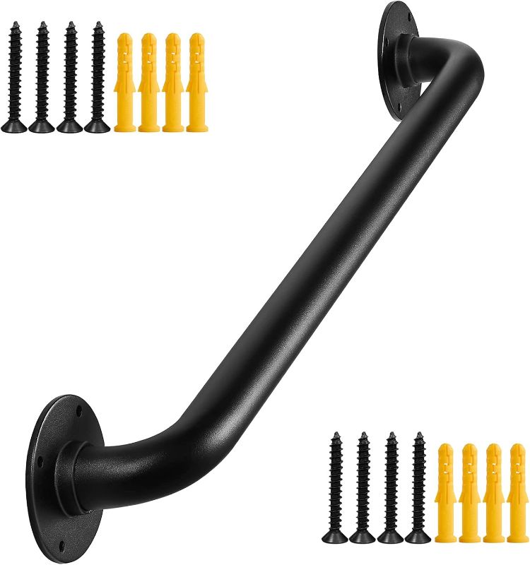 Photo 1 of 2FT Black Wall Mount Hand Rails for Indoor Stairs, 24 Inch Interior Staircase Handrail, Outdoor Metal Stair Railing for Exterior Steps, Banister Deck Rails,Safety Grab Bar for Elderly