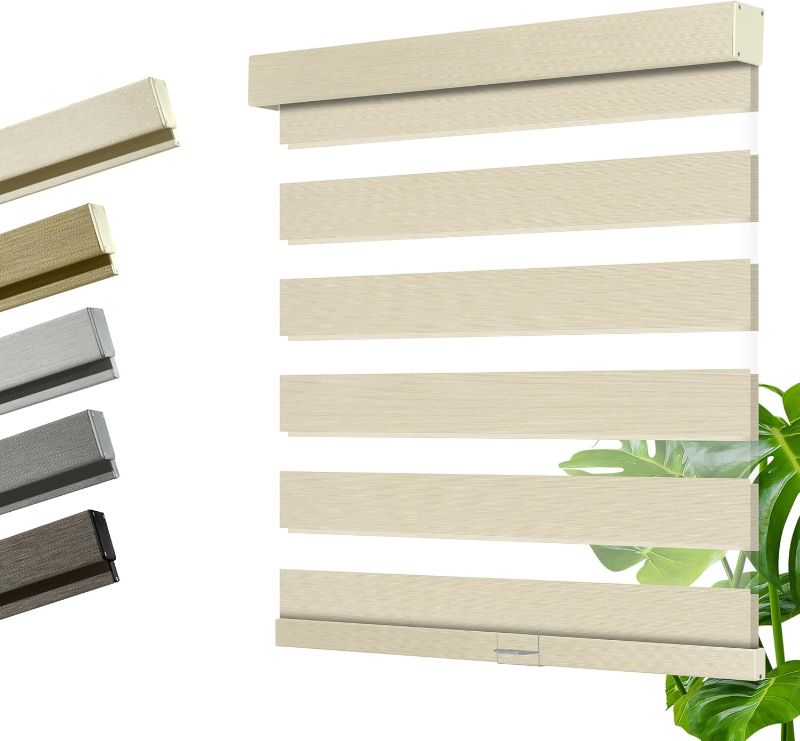 Photo 1 of Cordless Zebra Blinds for Windows,Light Control,Blackout Interior Blinds,Easy to Install,UV Protection,for Offices and Home,Custom Roller Shades,Light Grey,43" W x 56" H
