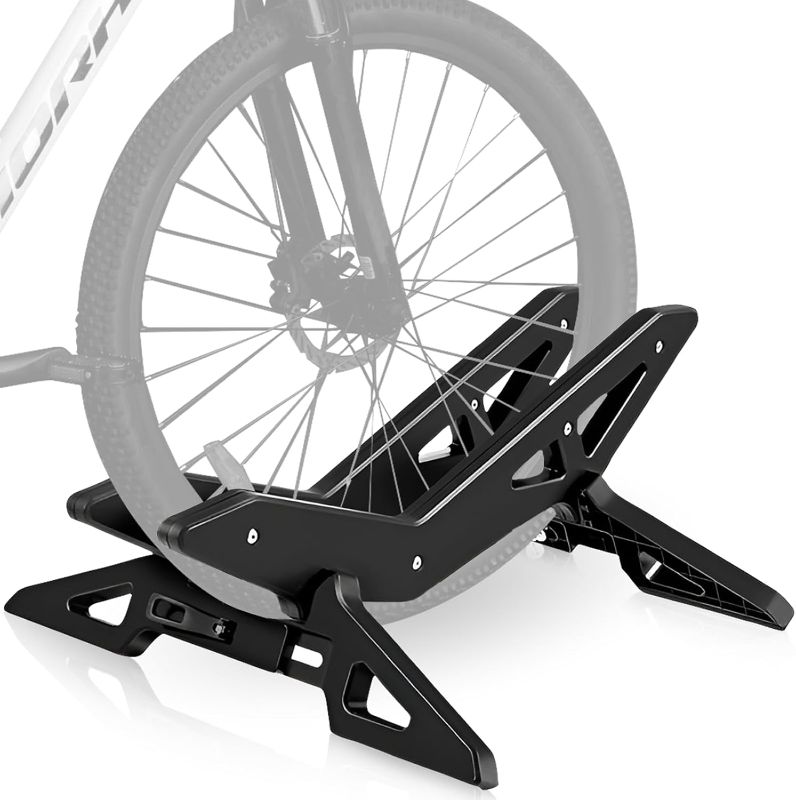 Photo 1 of Adjustable Bike Floor Stand for 16"–29" Mountain & Road Bicycles, Foldable and Portable, Ideal for Indoor & Outdoor Garage Storage (Black)