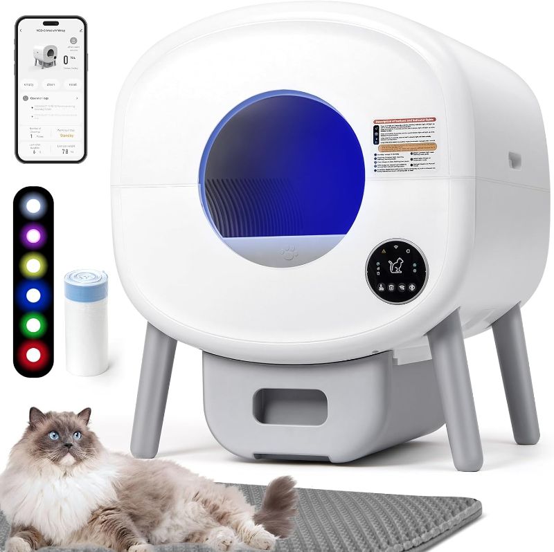 Photo 1 of Self-Cleaning Cat Litter Box: Extra Large Automatic Litter Box for Multiple Cats, Odor Control, Low Noise, App & Panel Control, Easy Waste Disposal