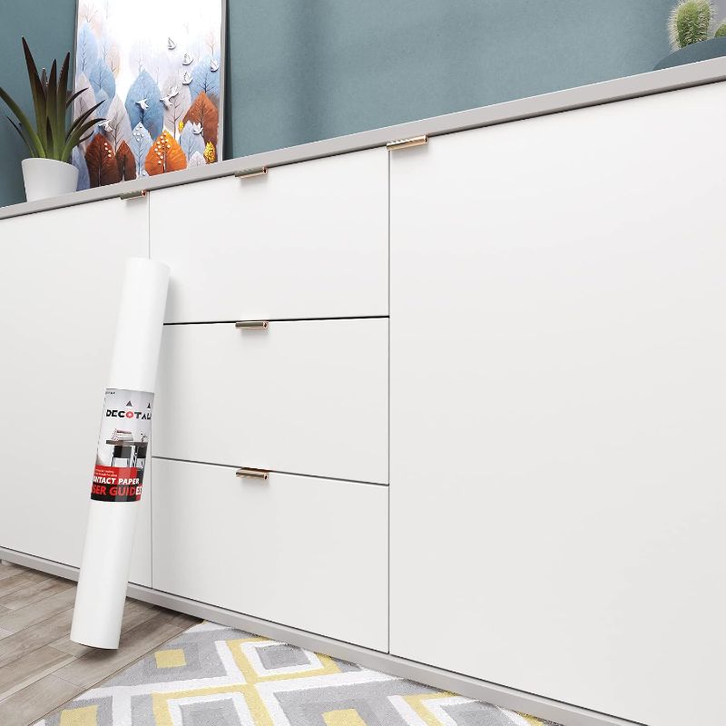 Photo 1 of Decotalk 30"x400" White Contact Paper Peel and Stick, White Wallpaper for Bedroom, SolidWhite Wallpaper Self Adhesive Contact Paper for Cabinets and Drawes, Solid Color Vinyl Wrap Removable