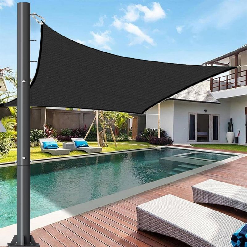 Photo 1 of 12ft Sun Shade Sail Pole - 3" Diameter Outdoor Sunshade Sail Post Support Awning Canopy Heavy Duty Metal Pole Kit for Patio Garden Deck Playground Backyard - 1 Pack