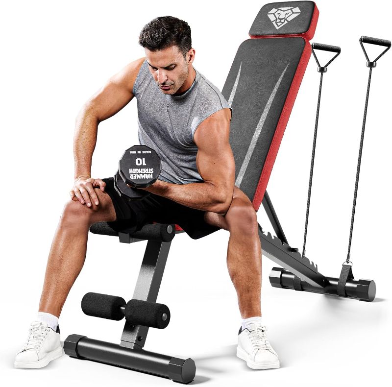 Photo 1 of Adjustable Weight Bench, Workout Bench with Adjustable Headrest for Full Body Workout, Fast Folding 660LBS Stable Weight Bench for Versatile Workouts and Workout Bench for Home Gym