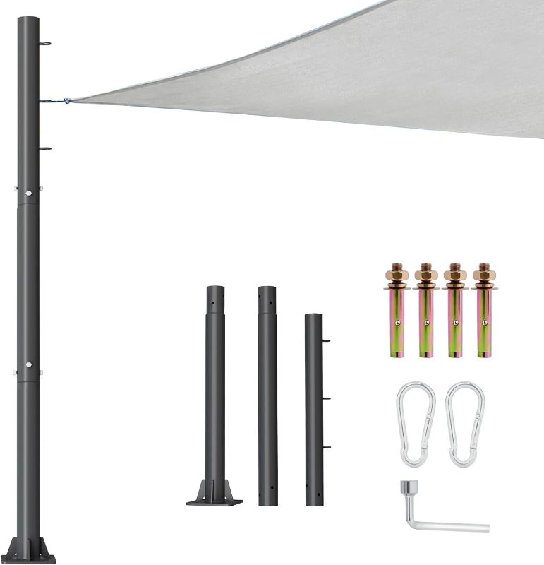 Photo 1 of 10ft Sun Shade Sail Pole - 3" Diameter Outdoor Sunshade Sail Post Support Awning Canopy Heavy Duty Metal Pole Kit for Patio Garden Deck Playground Backyard - Thickness 1.7mm 1pack