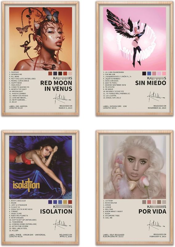 Photo 1 of Kali Uchis Poster Album Cover Posters – Set of 4, 8x12 Inch, Unframed, Music Wall Art for Room Décor, Bedroom Aesthetic, Dorm Room, Rap Fan Gift, Unique Wall Decor for Home or Office (k)