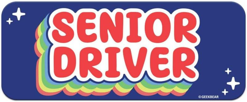 Photo 1 of GEEKBEAR Senior Driver Car Magnet - Colorful, Reflective, Weather-Resistant - Rectangular 8.7 x 3.5 in