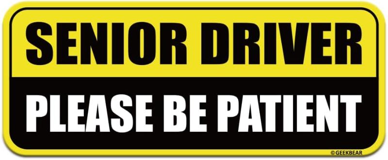 Photo 1 of GEEKBEAR Senior Driver Car Magnet - Colorful, Reflective, Weather-Resistant - Rectangular 8.7 x 3.5 in