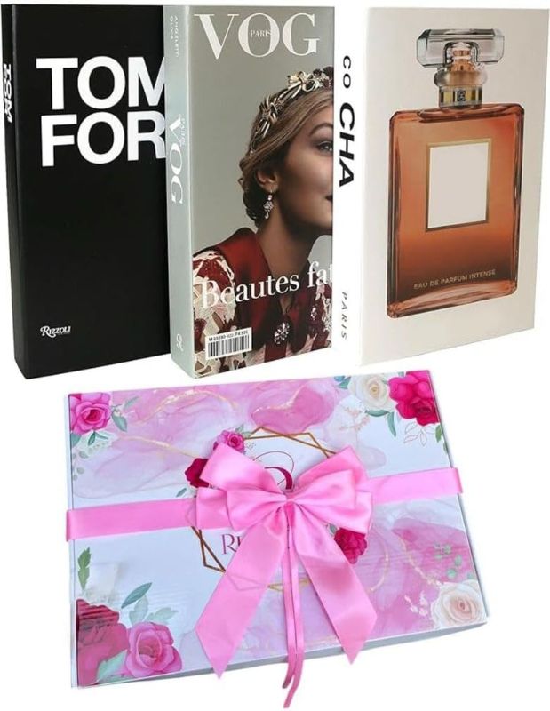 Photo 1 of Decorative Books for Home Decor, Set of 3 Fake Designer Hard Cardboard Books Without Page Only for Decoration Coffee Table, Bookshelf, Living Room TV Stand Modern Faux Book Covers Gift Worthy Set