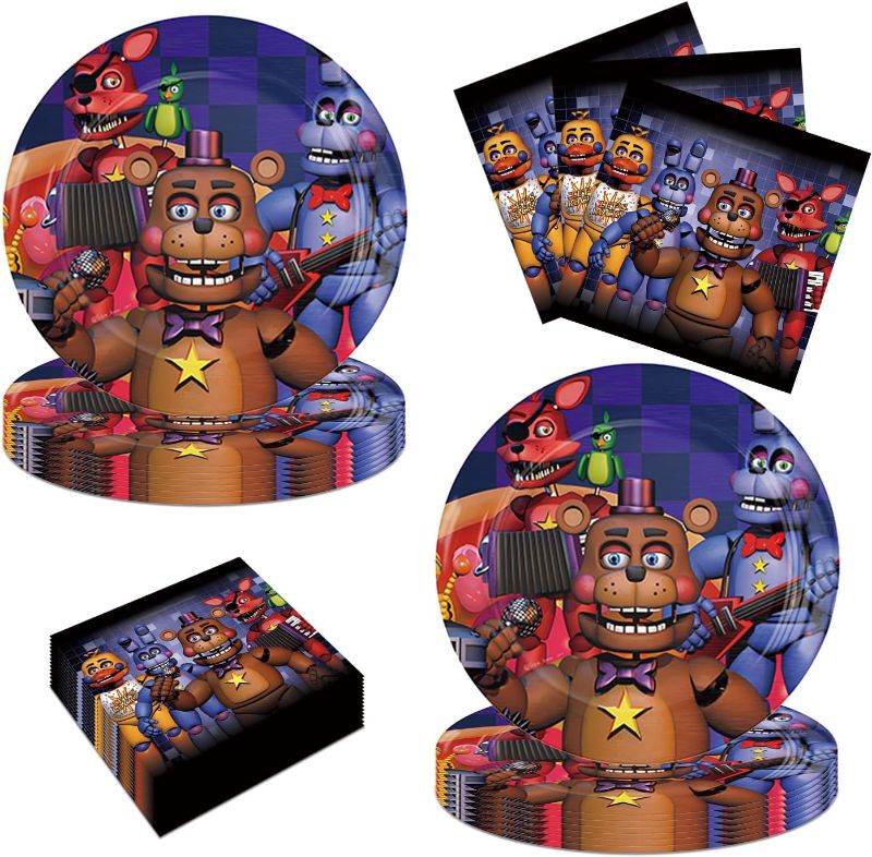 Photo 1 of 40 Pack Five Nights Party Supplies - 20 Plates & 20 Napkins for Birthday Party Decoration