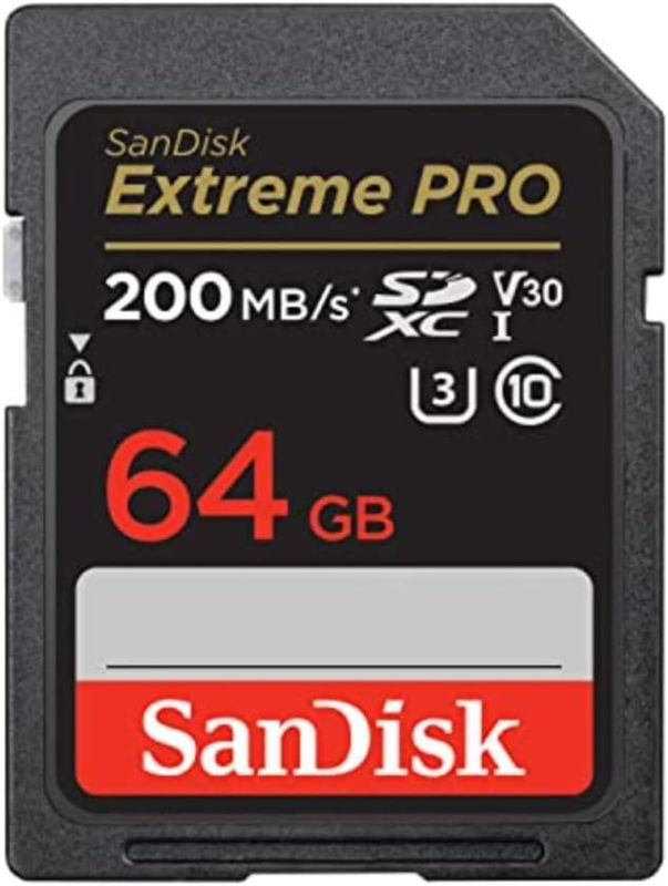 Photo 1 of SanDisk 64GB Extreme PRO SDXC UHS-I Memory Card - C10, U3, V30, 4K UHD, SD Card - SDSDXXU-064G-GN4IN