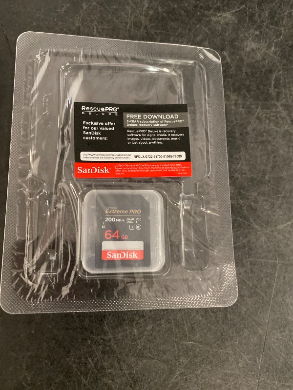 Photo 1 of SanDisk 64GB Extreme PRO SDXC UHS-I Memory Card - C10, U3, V30, 4K UHD, SD Card - SDSDXXU-064G-GN4IN