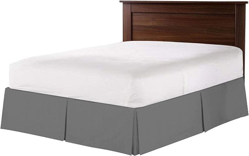 Photo 1 of 1 Piece Split Corners with Box Pleated Egyptian Cotton Bed Skirt 1000 Thread Count 13 Inch Drop Easy Fit Luxury Bedding Collection (Full, Dark Grey)