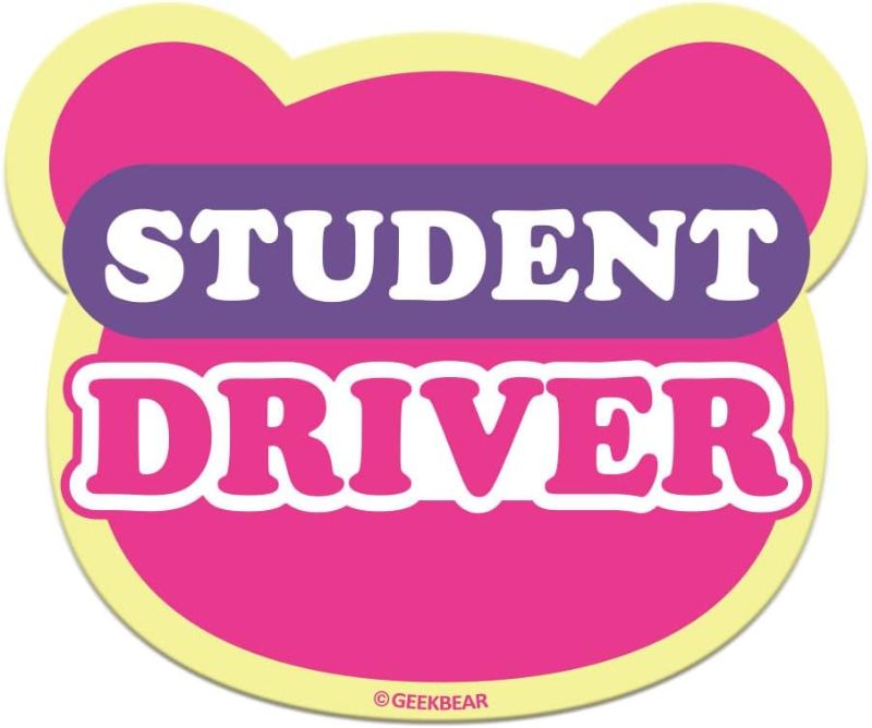 Photo 1 of GEEKBEAR [Signature] Student Driver Car Magnet - Signature Line - Bear Shape 5.6 x 4.7 in (1, Pink)