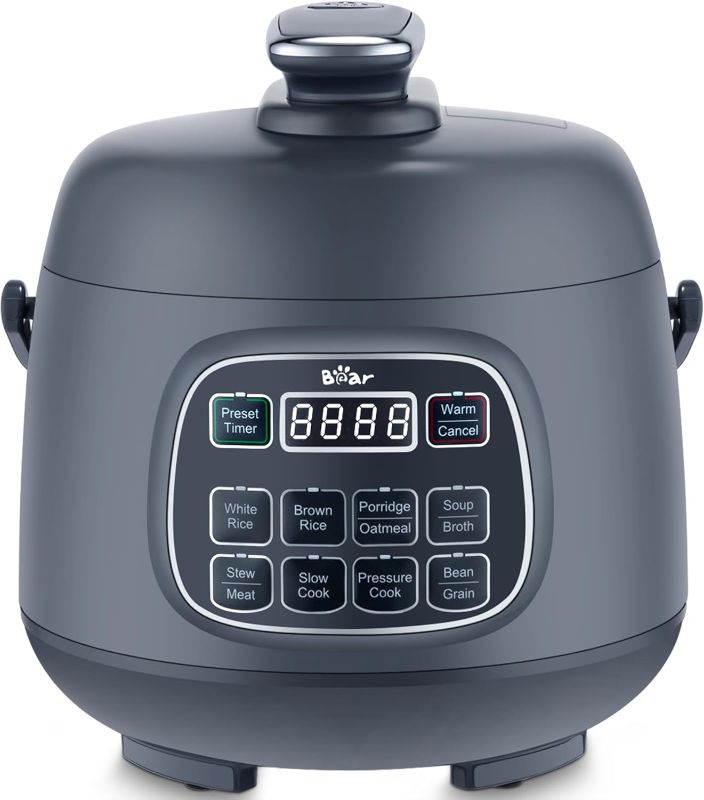 Photo 1 of Bear Rice Cooker 3 Cups (Uncooked), Fast Electric Pressure Cooker, Portable Multi Cooker with 10 Menu Settings for White/Brown Rice Oatmeal and More, Nonstick Inner Pot