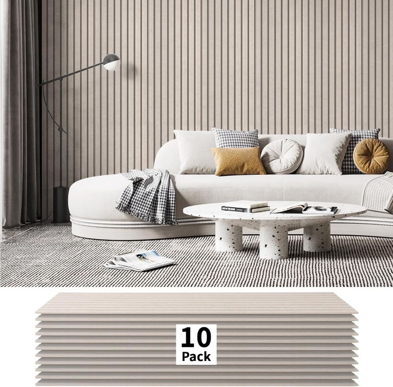Photo 1 of Art3dwallpanels 10 Pack Acoustic Panels, 48" X 12" X 0.35" Soundproof Wall Panels, Self Adhesive High Density Sound Absorbing Acoustic Treatment for Recording Studio, Office, Camel