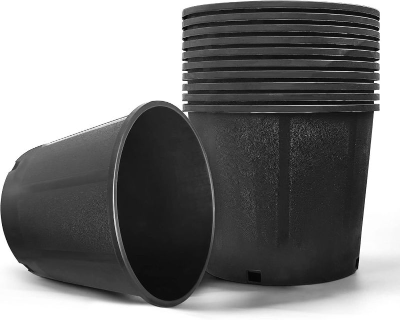 Photo 1 of 3 Gallon Flexible Nursery Pots Gallon Pot with Drainage Holes Plastic Plant Container Suitable for Indoor Outdoor Vegetables Flowers Plants 10 PCS