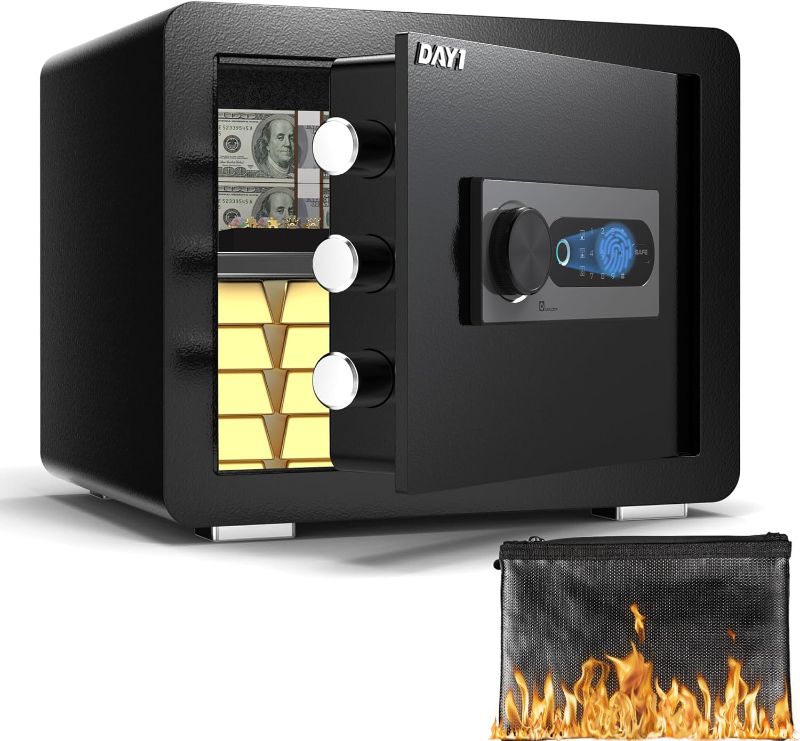 Photo 1 of DAYI Biometric Fingerprint Safe Box, 0.8 Cubic Feet Home Safes with Fireproof Bag, Digital Touchpad Security Safe for Money Cash Documents, Dual Alarm System - DF-25 Plus