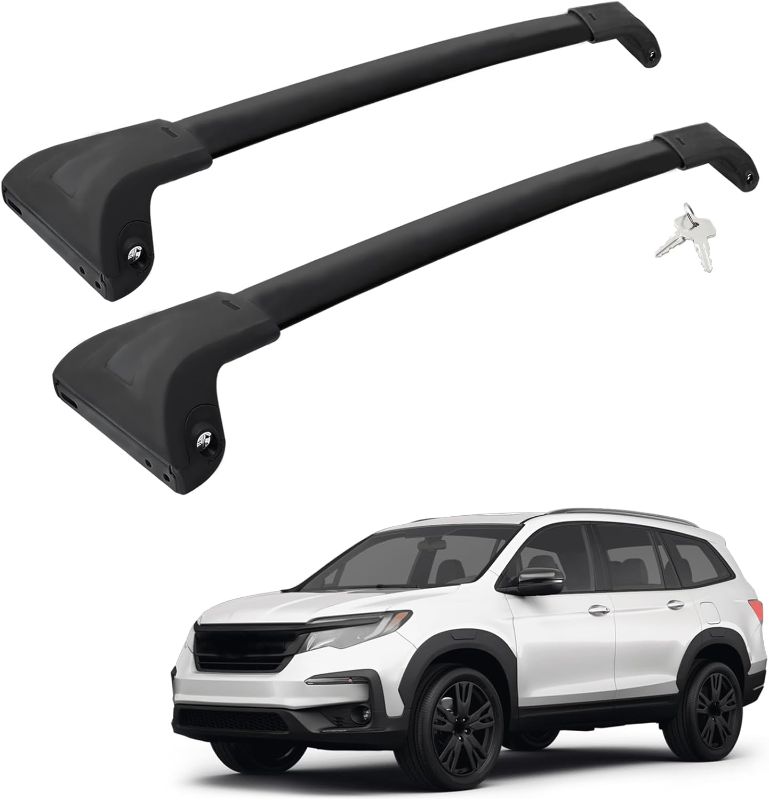 Photo 1 of Car Roof Rack Cross Bars Compatible with 2016-2022 Honda Pilot (for Side Rails), Aluminum Lockable Roof Cross Bars for Kayak Bike Rooftop Cargo Carrier Bag Basket Luggage