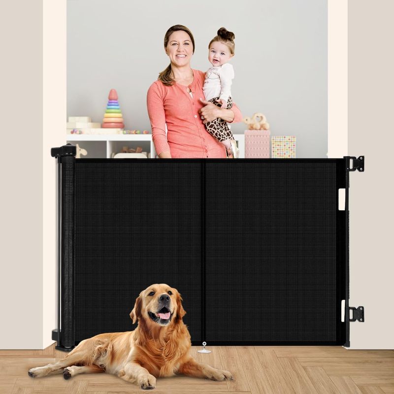 Photo 1 of Upgrade 59" Retractable Baby Gates with Reinforced Strip Design to Prevent Crawling Through, 42" Tall Retractable Gate for Baby and Pet, 5 FT Safety Gates for Stairs, Doorways, Hallways