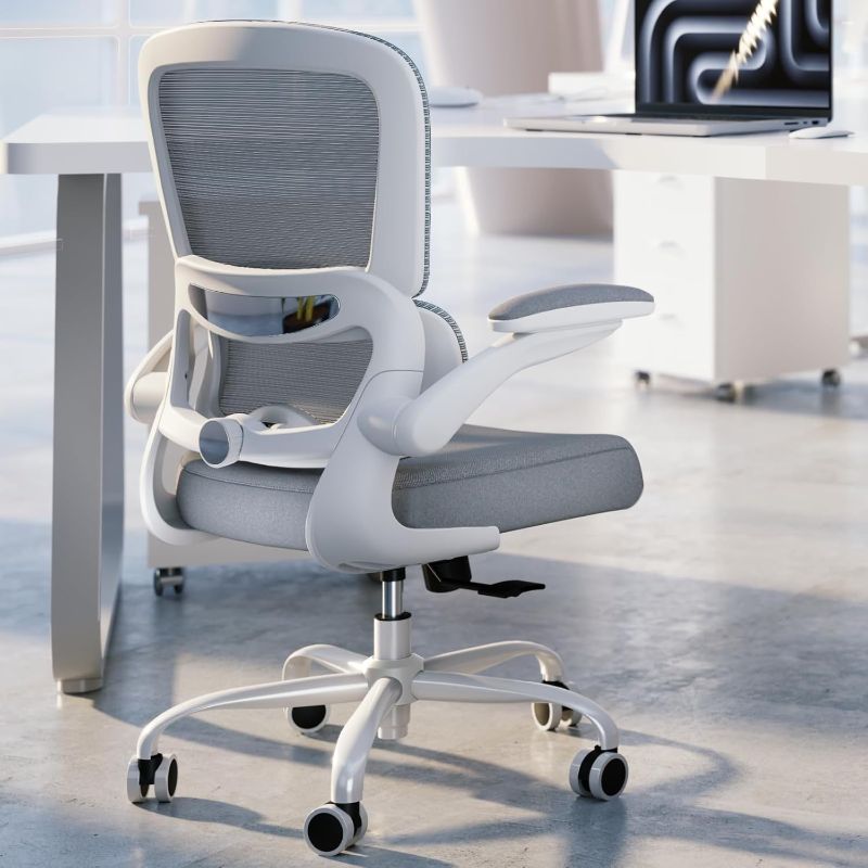 Photo 1 of Office Chair - Ergonomic Desk Chair with Adjustable Lumbar Support, Mesh Computer Chair, Executive Chairs for Home Office Comfortable Lumbar Support (White)