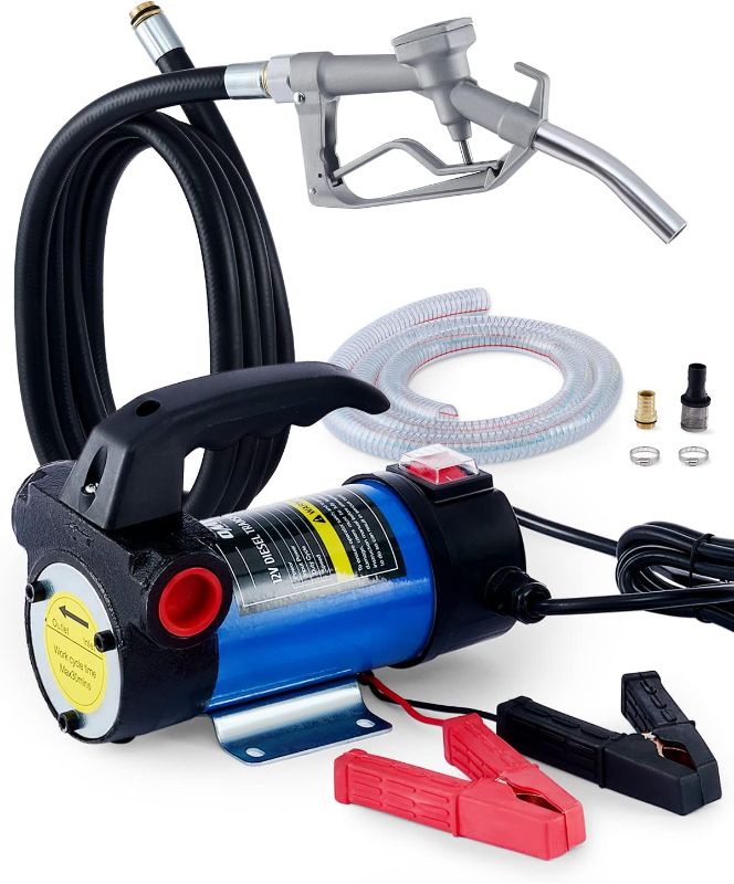 Photo 1 of Orion Motor Tech Diesel Transfer Pump, 12 Volt Fuel Transfer Pump with Nozzle Hoses for Transferring Diesel, Kerosene, Self Priming DC Electric Fuel Pump Kit