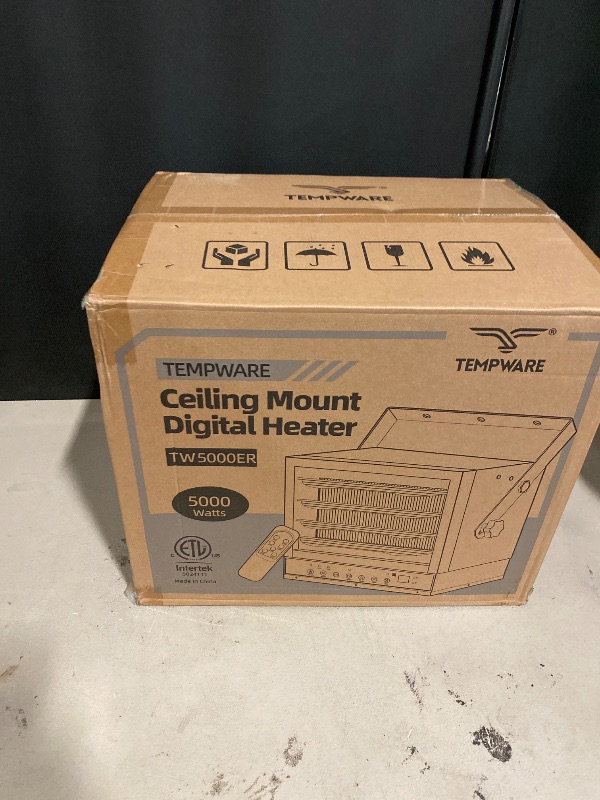 Photo 1 of Garage Heater Electric 240V, 5000-Watt Hardwired Ceiling Mount Shop Heater with Remote, Digital Fan Forced 240 Volt Workshop Heater for Indoor Use with Overheat Protection and 12-Hour Timer