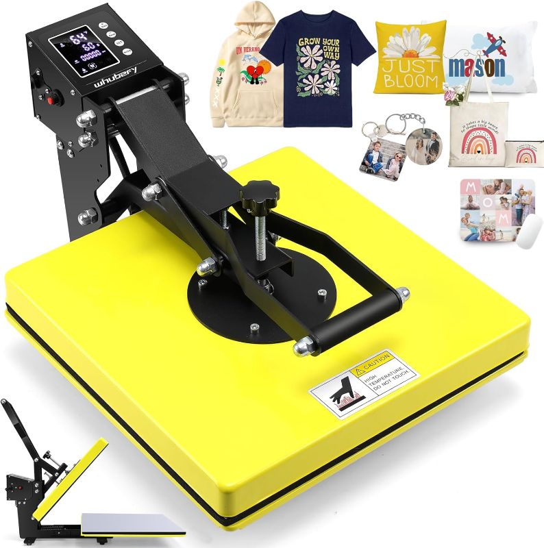 Photo 1 of Whubefy Heat Press 15x15 Slide Out, Clamshell Heat Press Machine for T-Shirts, Bags, Mouse Pads & More, Dual-Tube Fast Heating, Digital Industrial Sublimation Printer for Heat Transfer Vinyl