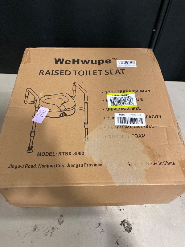 Photo 1 of WeHwupe Raised Toilet Seat with Handles for Elderly - Toilet Seat Risers for Seniors with Adjustable Padded Arms - Elevated Toilet Safety Seat for Standard or Elongated Commode
