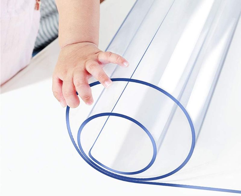 Photo 1 of Clear Table Protector Plastic Table Cloths PVC Night Stand Table Mat Office Desk Mat Shelf Surface Protection Crystal Children Painting Cover Pad Transpren