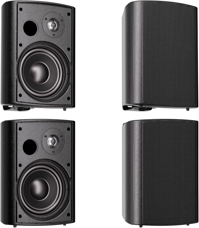 Photo 1 of Herdio 6.5 Inches Outdoor Speakers Wired Waterproof Passive,Wall Mount Speakers with 800 Watts Powerful Bass for Home Patio Garden Covered Deck,All-Weather Durability,Black(2 Pairs)