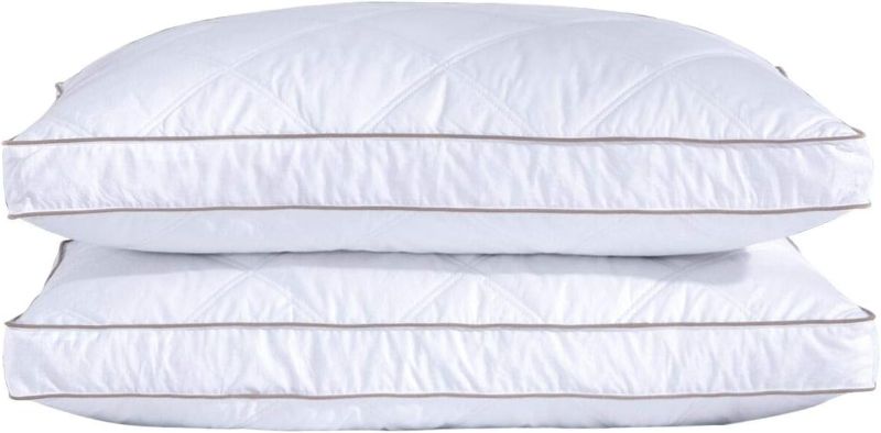Photo 1 of puredown® Goose Feathers and Down Pillow for Sleeping Gusseted Bed Hotel Collection Pillows, Standard, Set of 2