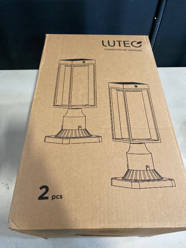 Photo 1 of LUTEC 2 Pack Solar Post Lights, Dusk to Dawn Aluminium Lamp with Pier Mount Base, Exterior Black Solar Fence Light Outdoor Waterproof for Garden Yard Patio