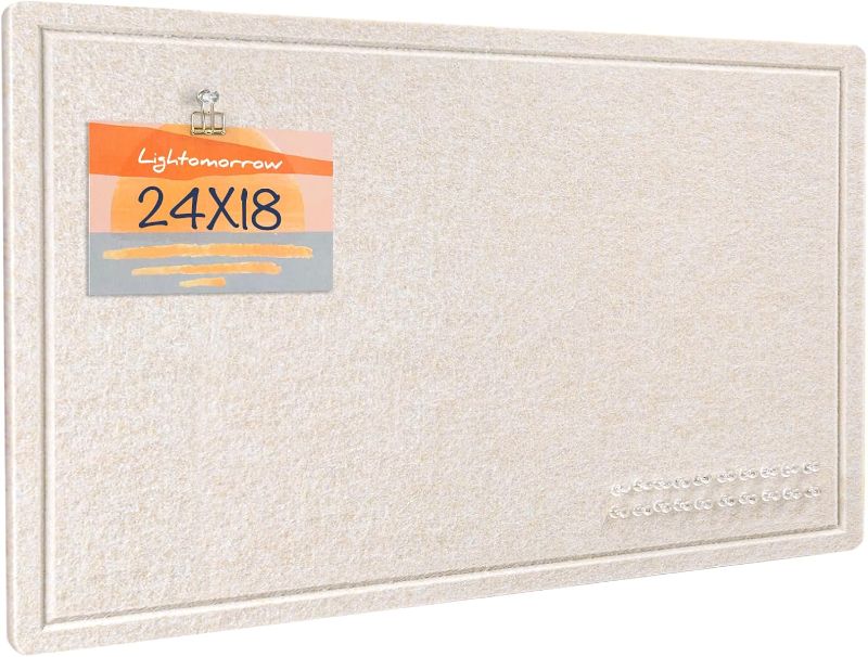 Photo 1 of Bulletin Board, 24 x 18 inches Decorative Felt Pin Board, Cork Board Alternative for Wall, Foldable Photo Board with 20 Pushpins - Oatmeal