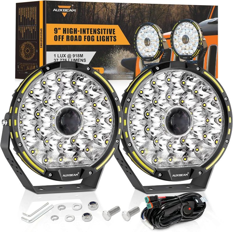 Photo 1 of Auxbeam Round LED Driving Light, 360 Pro Series 9 Inch Offroad Spotlights 270W 37776LM Super Bright Off Road Light Bar, Spot Flood Combo Beam Ditch Lights for Truck Jeep ATV UTV, 2 Years Warranty