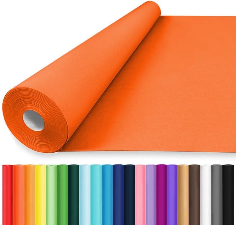 Photo 1 of Vanhench 36" x 2520" (210') Orange Solid Color Wrapping Paper, Art Kraft Paper for Birthday, Bouquet Flower Crafts Packing, Poster Bulletin Board, Floor Covering & Table Runner
