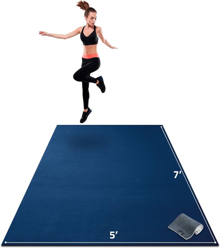 Photo 1 of Gorilla Mats Premium Large Exercise Mat – 7' x 5' x 1/4" Ultra Durable, Non-Slip, Workout Mat for Instant Home Gym Flooring – Works Great on Any Floor Type or Carpet – Use With or Without Shoes