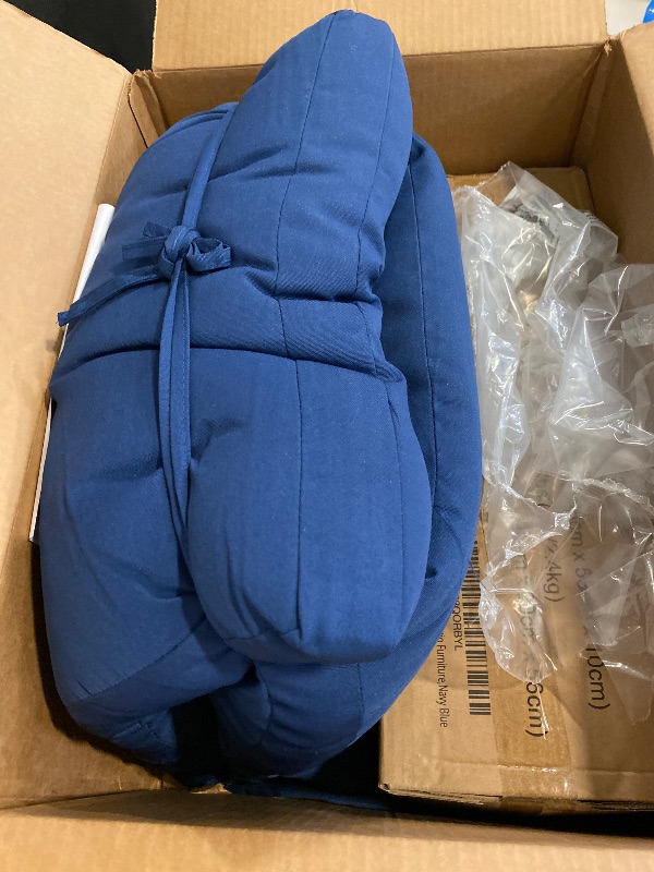 Photo 1 of QILLOWAY Outdoor Seat/Back Chair Cushion Tufted Pillow, Spring/Summer Seasonal All Weather Replacement Cushions. (Navy)