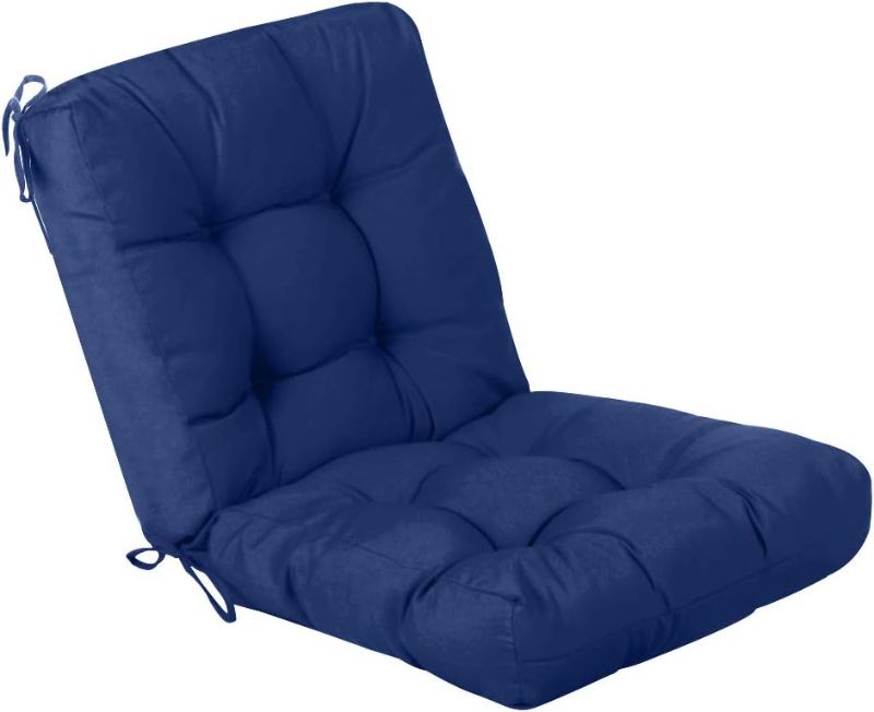 Photo 1 of QILLOWAY Outdoor Seat/Back Chair Cushion Tufted Pillow, Spring/Summer Seasonal All Weather Replacement Cushions. (Navy)