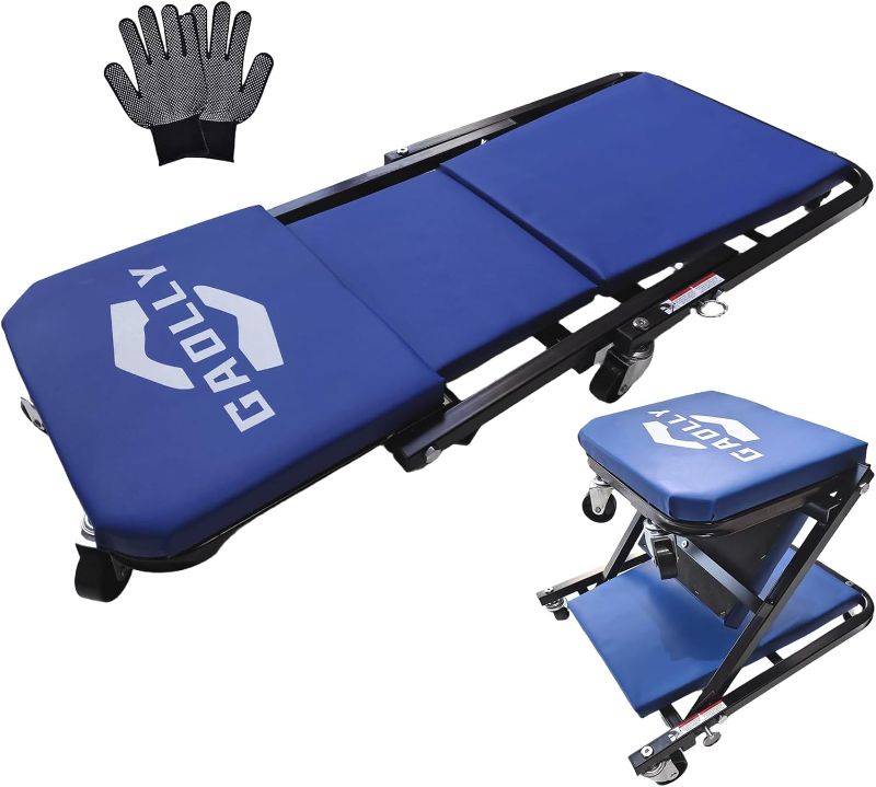 Photo 1 of Garage Shop Creepers, Foldable Z Creeper 2-in-1 for Car, 36" Adjustable Roller Garage Chair Lay Down or Sit, 330 LBS Capacity Under Car Roller Creeper with 6 Swivel Casters