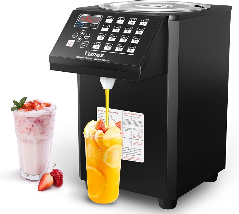 Photo 1 of Fructose Quantitative Machine for Commercial, Upgrade 8.98QT High Capacity Stainless Steel Syrup Dispenser, Automatic Fructose Dispenser for Bubble Tea Shop, Bakery (black)