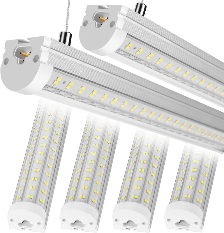 Photo 1 of 4FT LED Shop Light, U Shape 66W Integrated LED Tube Light, 6500K Clear White, 10560LM Super Bright LED Lighting, Flush Mount/Hanging Linkable LED Ceiling Lights for Garage, Plug&Play, 6 Pack