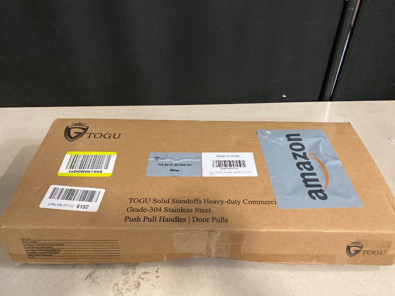 Photo 1 of TOGU TG-6012 18 inches Solid Standoffs Heavy-Duty Commercial Grade-304 Stainless Steel Push Pull Door Handle/Barn Door Pull Handle/Glass Pulls, Satin Gold Finish