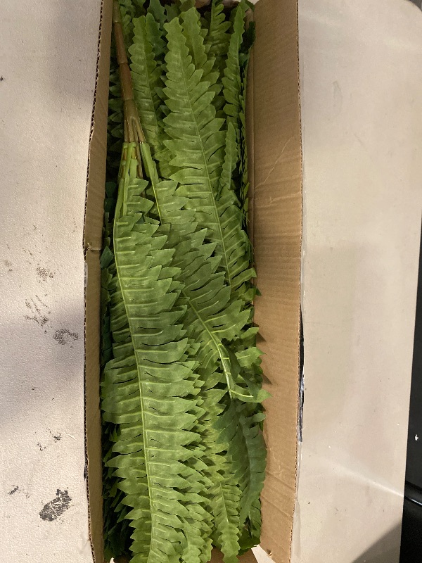 Photo 1 of Fake Ferns - Set of 2 Faux Boston Ferns Large Artificial Plants, 40 Leaves per Bouquet, 35 Inches Large Artificial Ferns for Outdoors/Indoor Home, Office, Garden Decoration