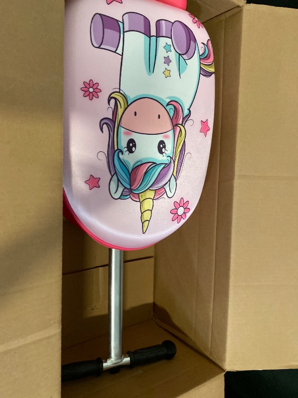 Photo 1 of Unicorn Ride-On Scooter Suitcase for Kids - Fun Travel Companion Luggage with Built-in Scooter, LED Wheels, and Carry-On Design for Girls Ages 5-12