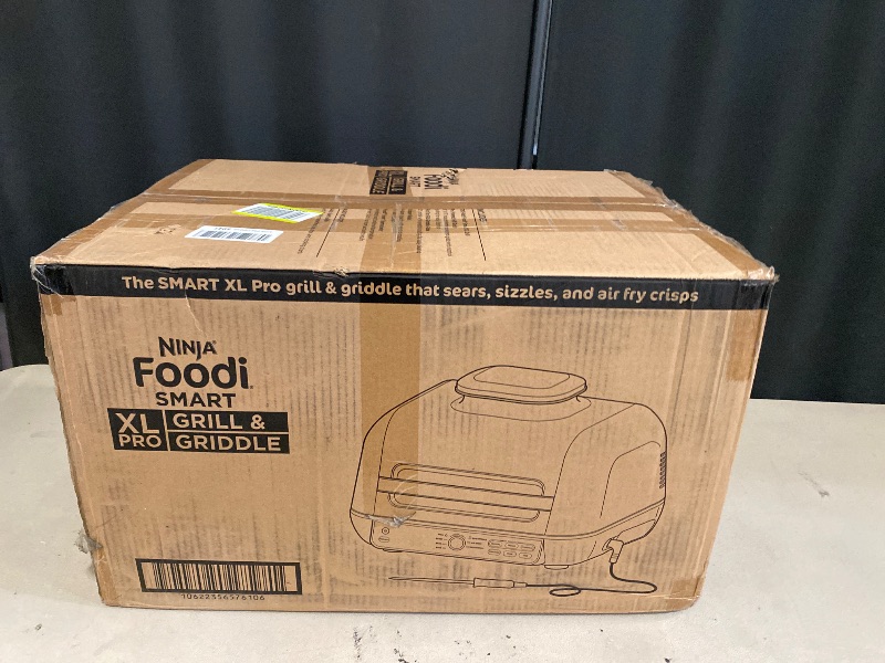 Photo 1 of Ninja IG651 Foodi Smart XL Pro 7-in-1 Indoor Grill/Griddle Combo, use Opened or Closed, Air Fry, Dehydrate & More, Pro Power Grate, Flat Top, Crisper, Smart Thermometer, Black