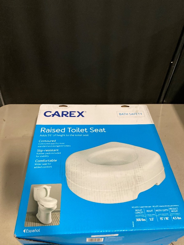 Photo 1 of Carex Toilet Seat Riser - Adds 5.5 Inch of Toilet Height - Raised Toilet Seat with 300 Pound Weight Capacity, Slip-Resistant, Toilet Riser, Elevated Toilet Seat
