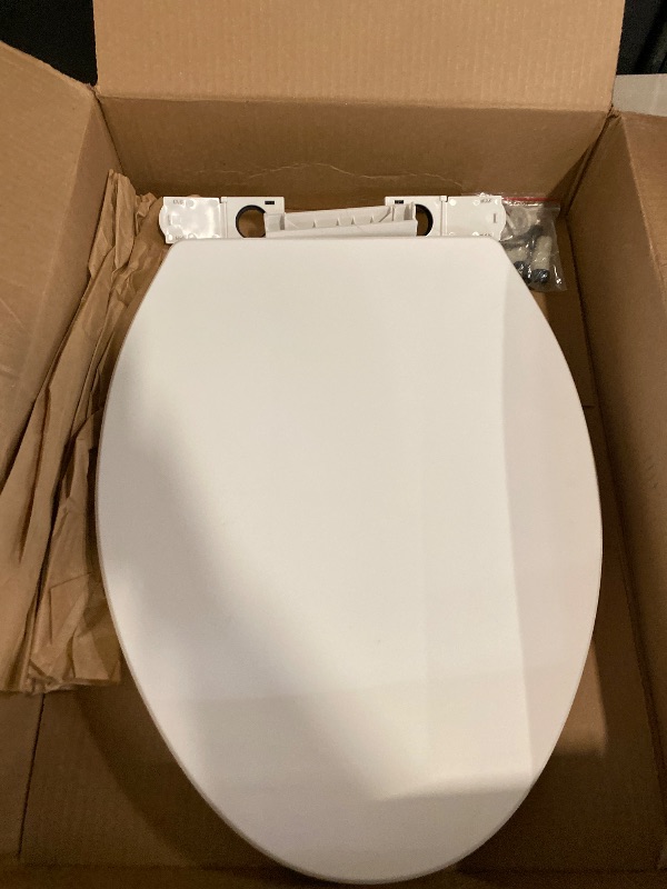 Photo 1 of Benkstein Soft Close Toilet Seat - White Elongated - Heavy Duty Quick Release Lid - Cushioned - D Shaped