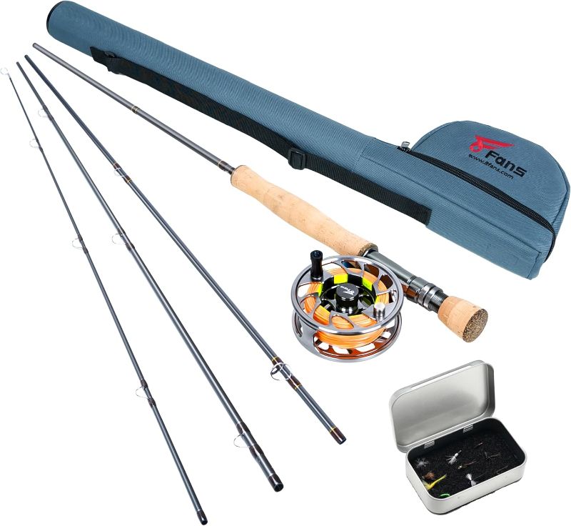 Photo 1 of 8 Fans Portable Fly Fishing Rod and Reel Combo - 4-Section Fly Rod and CNC-machined Aluminum Alloy Reel - Complete Starter Package